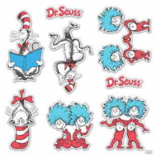 Dr. Seuss Katze im Hut und Ding Eins Ding Aufkleber