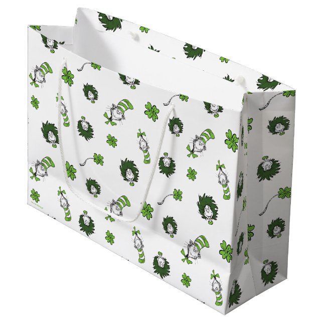 Dr. Seuss | Katze im Hutklemmmuster Große Geschenktüte (Vorderseite Schrägansicht)