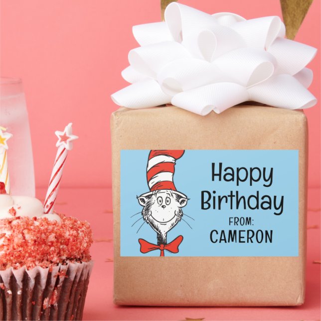 Dr. Seuss | Katze im Hutkopf - Vintag Rechteckiger Aufkleber (Party)