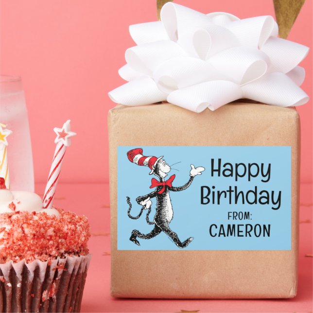 Dr. Seuss | Katze im Vintagen Hutlogo Rechteckiger Aufkleber (Party)