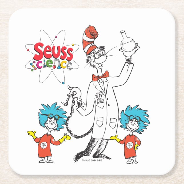Dr. Seuss | Katze in der Hat Seuss Science Rechteckiger Pappuntersetzer (Vorderseite)