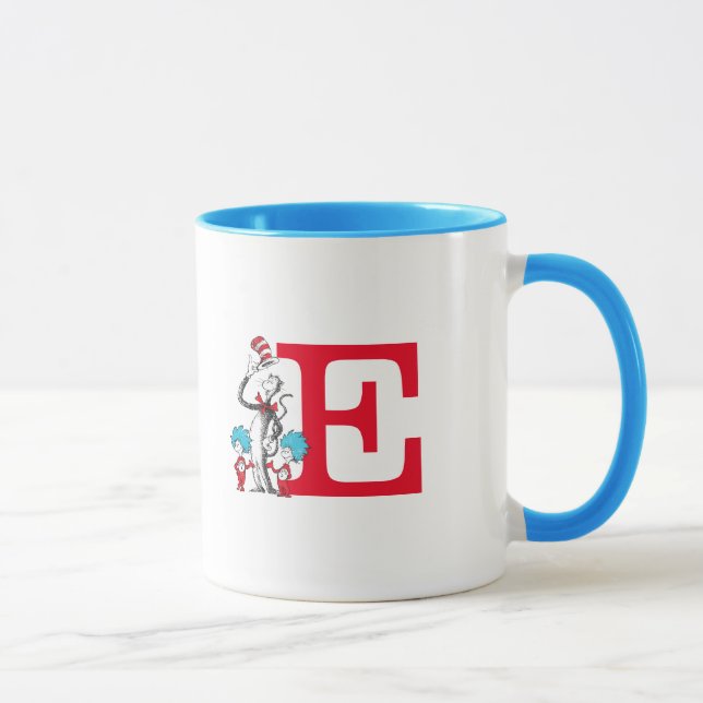 Dr. Seuss Katze mit Hut, Ding Eins Monogramm E Tasse (Rechts)