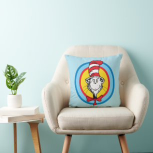 Dr. Seuss Katze mit Hut Kopf Grafik Kissen