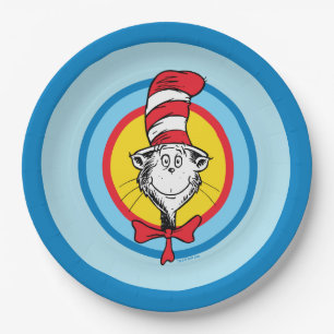 Dr. Seuss Katze mit Hut Kopf Grafik Pappteller