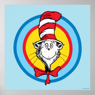 Dr. Seuss Katze mit Hut Kopf Grafik Poster