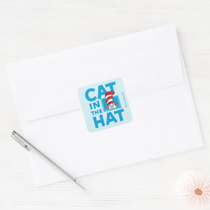 Dr. Seuss Katze mit Hut Logo Quadratischer Aufkleber