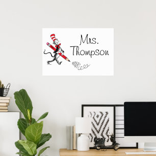 Dr. Seuss Katze mit Hut Schriftzug Poster