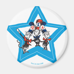 Dr. Seuss   Little Cats USA Hats Graphic Magnet