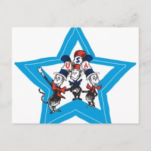 Dr. Seuss   Little Cats USA Hats Graphic Postkarte