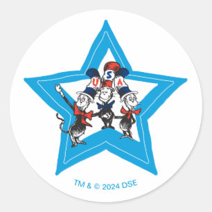 Dr. Seuss   Little Cats USA Hats Graphic Runder Aufkleber