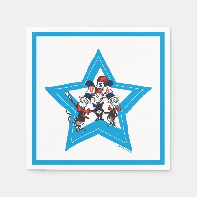 Dr. Seuss | Little Cats USA Hats Graphic Serviette (Vorderseite)