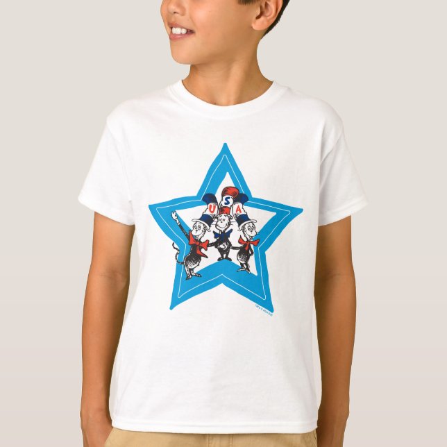 Dr. Seuss | Little Cats USA Hats Graphic T-Shirt (Vorderseite)