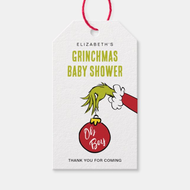 Dr. Seuss | Oh Boy Grinch Baby Showdusche Geschenkanhänger (Vorderseite)