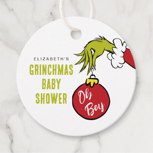 Dr. Seuss | Oh Boy Grinch Baby Showdusche Geschenkanhänger (Vorderseite)