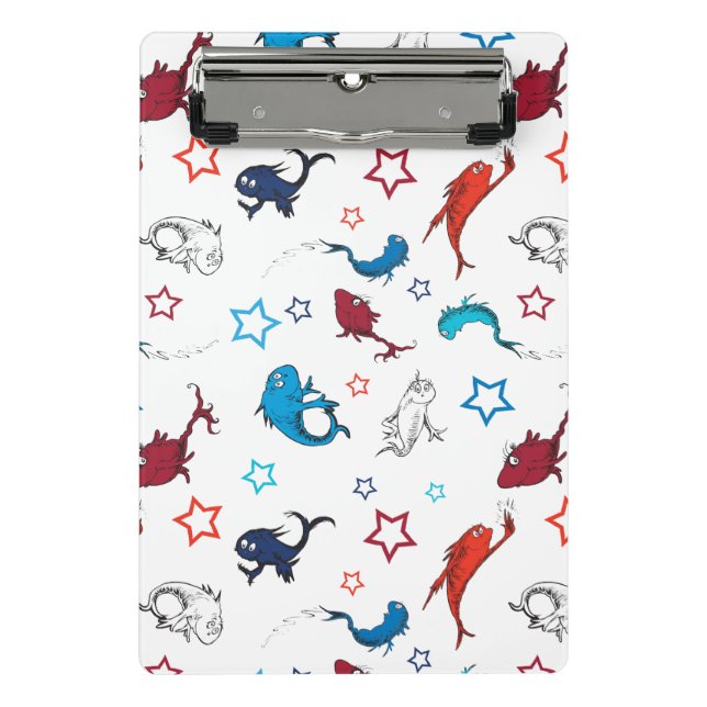 Dr. Seuss | One Fish Two Fish Star Muster Mini Klemmbrett (Vorderseite)