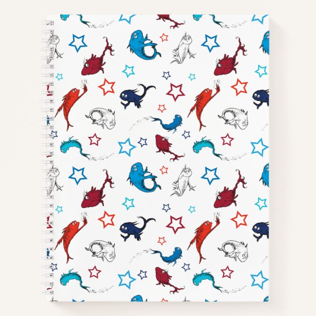 Dr. Seuss | One Fish Two Fish Star Muster Notizbuch (Vorderseite)