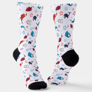 Dr. Seuss One Fish Two Fish Star Muster Socken