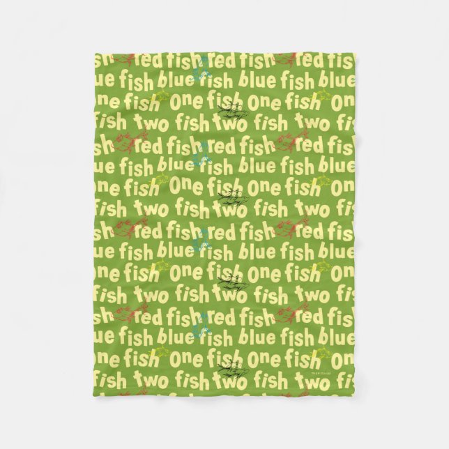 Dr. Seuss | One Fish Two Fish Typografie-Muster Fleecedecke (Vorderseite)