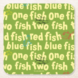 Dr. Seuss One Fish Two Fish Typografie-Muster Rechteckiger Pappuntersetzer