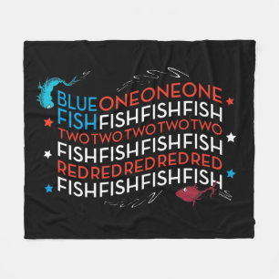 Dr. Seuss Red Fish Blue Fish US Flag Graphic Fleecedecke