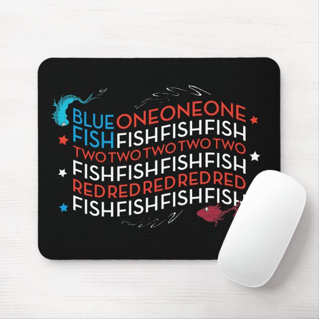 Dr. Seuss | Red Fish Blue Fish US Flag Graphic Mousepad (Mit Mouse)