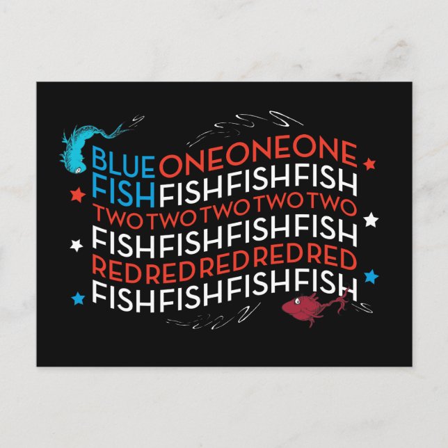 Dr. Seuss | Red Fish Blue Fish US Flag Graphic Postkarte (Vorderseite)