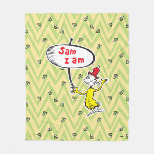 Dr. Seuss   Sam-I-Am hält Schild Fleecedecke