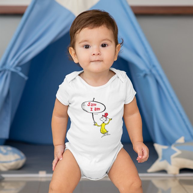 Dr. Seuss | Sam-I-Am-Holding-Zeichen Baby Strampler (Baby wearing bodysuit)