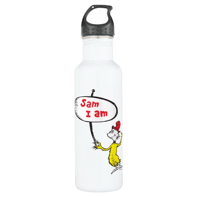 Dr. Seuss | Sam-I-Am-Holding-Zeichen Edelstahlflasche (Vorderseite)