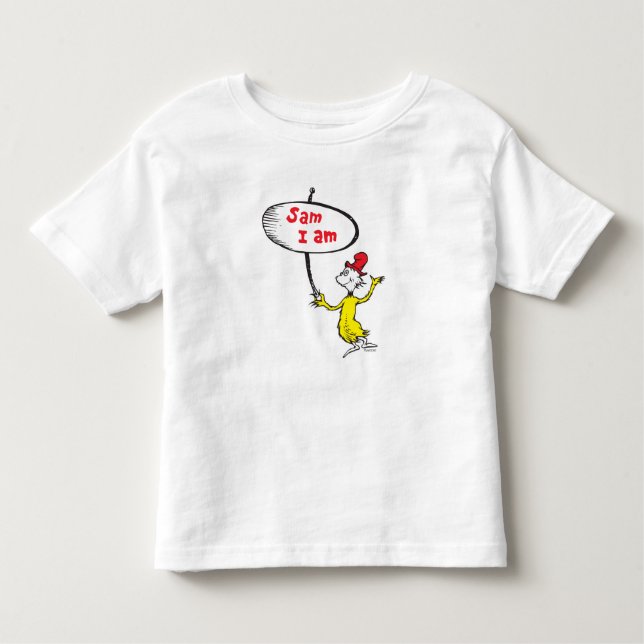 Dr. Seuss | Sam-I-Am-Holding-Zeichen Kleinkind T-shirt (Vorderseite)