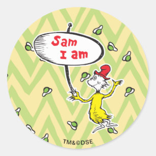 Dr. Seuss Sam-I-Am mit Schild Runder Aufkleber
