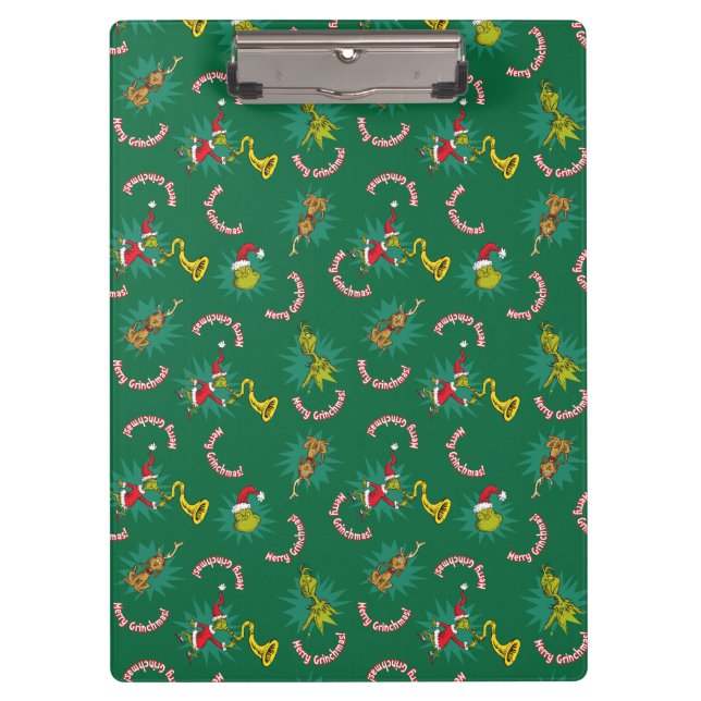 Dr. Seuss | Schnürsenkel | Merry Grinchmas Pattern Klemmbrett (Vorderseite)