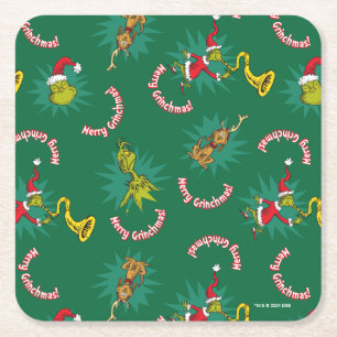 Dr. Seuss Schnürsenkel Merry Grinchmas Pattern Rechteckiger Pappuntersetzer