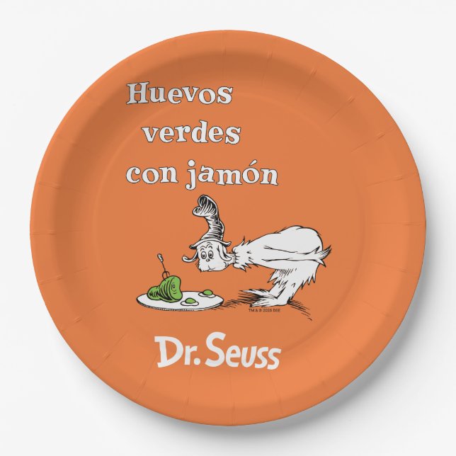 Dr. Seuss Spanische Grüne Eier mit Schinken Pappteller (Vorderseite)