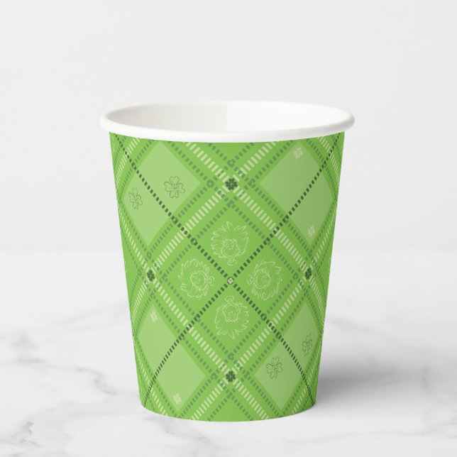 Dr. Seuss | St. Patrick's Day Kariert Pattern Pappbecher (Links)