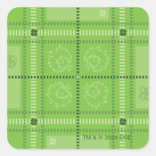 Dr. Seuss   St. Patrick's Day Kariert Pattern Quadratischer Aufkleber