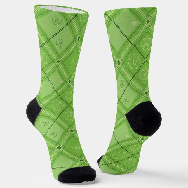 Dr. Seuss | St. Patrick's Day Kariert Pattern Socken (Gewinkelt)