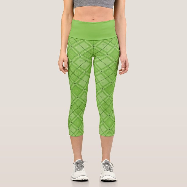 Dr. Seuss | St. Patrick's Day Karomuster Capri Leggings (Vorderseite)