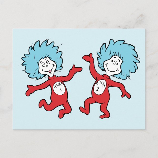Dr. Seuss Thing 1 und Thing 2 Charakter Postkarte (Vorderseite)