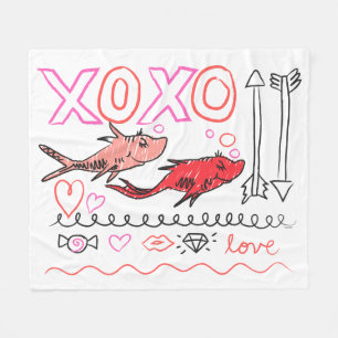 Dr. Seuss Valentine XOXO Design Fleecedecke