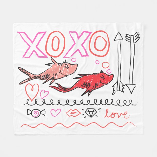 Dr. Seuss Valentine | XOXO Design Fleecedecke (Vorderseite (Horizontal))