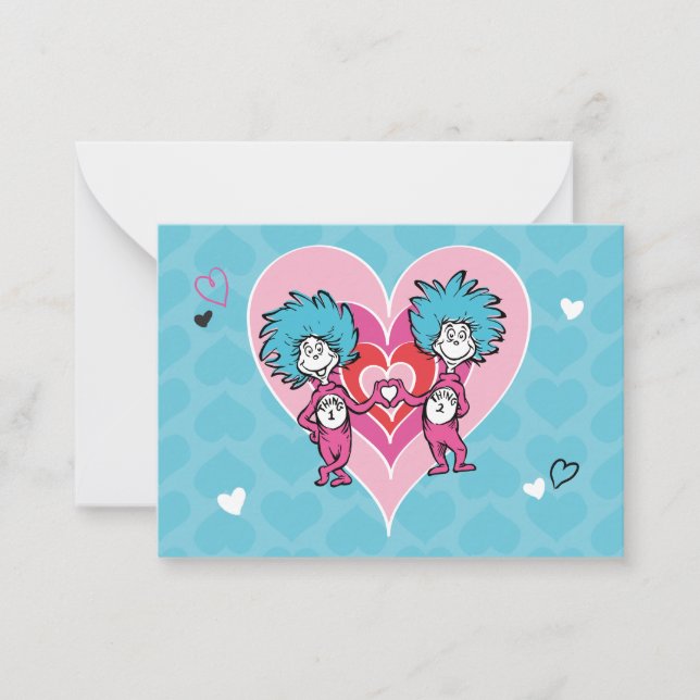 Dr. Seuss Valentine's Day | Thing 1 & Thing 2 Mitteilungskarte (Vorderseite)