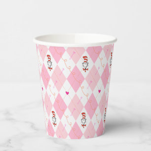 Dr. Seuss Valentinstag Rosa Argyle Katze im Hut Pappbecher