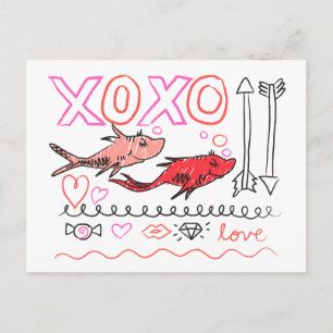Dr. Seuss Valentinstag XOXO Design Feiertagspostkarte