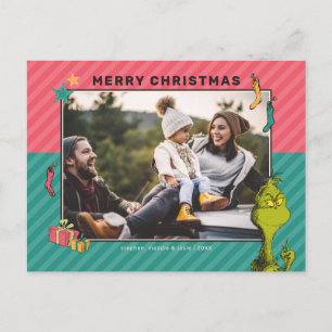 Dr. Seuss Vintage Grinch Familienfoto Feiertagspostkarte