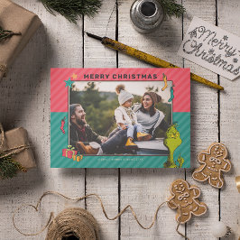 Dr. Seuss | Vintager Grinch Family Foto Holiday Feiertagskarte