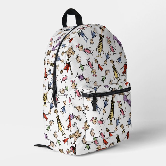 Dr. Seuss Whoville Characters Festive Pattern Bedruckter Rucksack (Rückseitige Ecke links)
