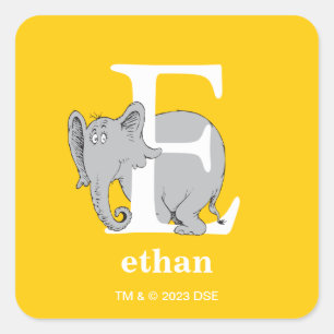 Dr. Seuss's ABC: Brief E - White   Name hinzufügen Quadratischer Aufkleber