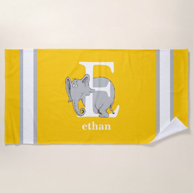 Dr. Seuss's ABC: Brief E - White | Name hinzufügen Strandtuch (Vorderseite)