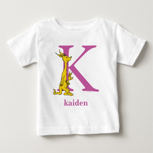 Dr. Seuss's ABC: Brief K - Lila | Name hinzufügen Baby T-shirt (Vorderseite)